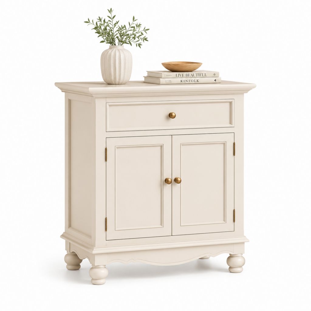 Sideboard Creme MDF rechteckig mit 2 Türen und Schublade 90 x 40 x 95 cm