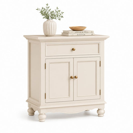 Sideboard Creme MDF rechteckig mit 2 Türen und Schublade 90 x 40 x 95 cm