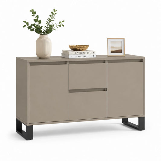 Sideboard Taupe MDF mit Melaminbeschichtung 120 x 40 x 80 cm mit 2 Türen und 2 Schubladen
