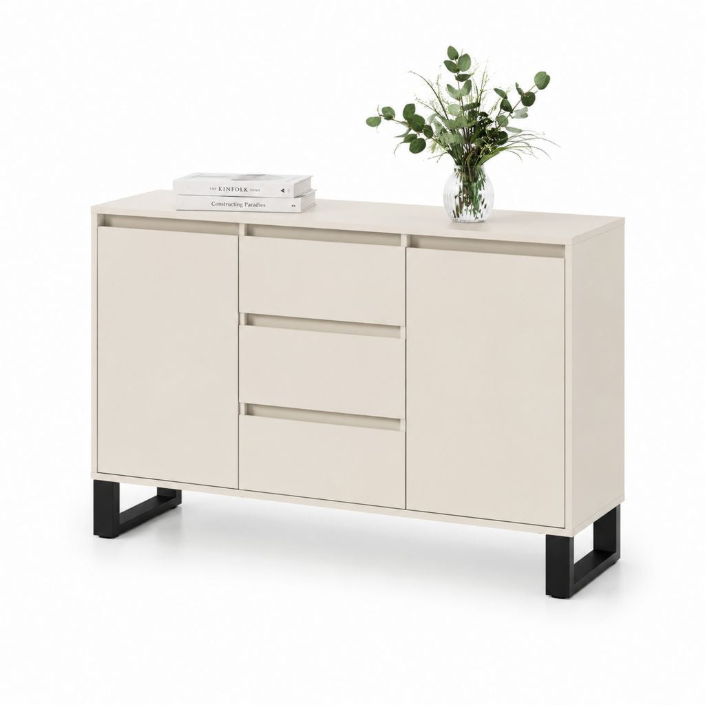 Sideboard Creme Spanplatte rechteckig 120 x 40 x 80 cm mit 2 Türen und 3 Schubladen