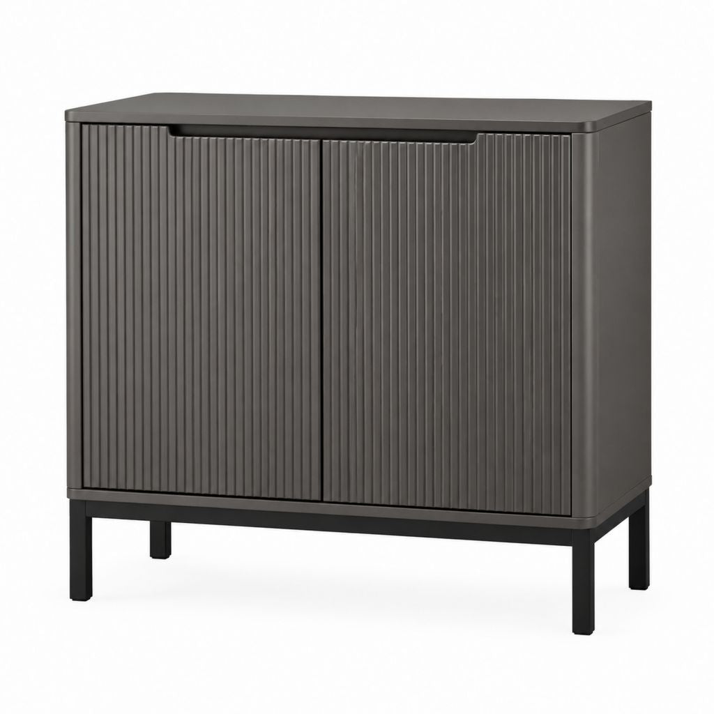 Sideboard mit 2 Türen Dunkelgrau MDF PVC-Folie 90 x 40 x 100 cm