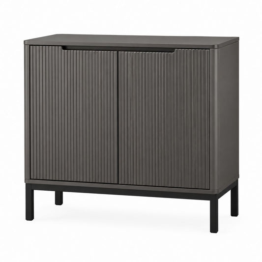 Sideboard mit 2 Türen Dunkelgrau MDF PVC-Folie 90 x 40 x 100 cm