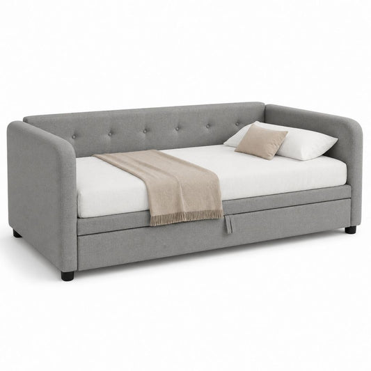 Schlafsofa mit Bettkasten Grau Polyester rechteckig 215 x 100 x 86 cm Liegefläche 90 x 200 cm