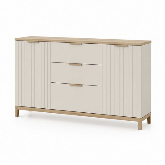 Sideboard mit 2 Türen und 3 Schubladen Beige Eiche MDF rechteckig 160 x 40 x 90 cm