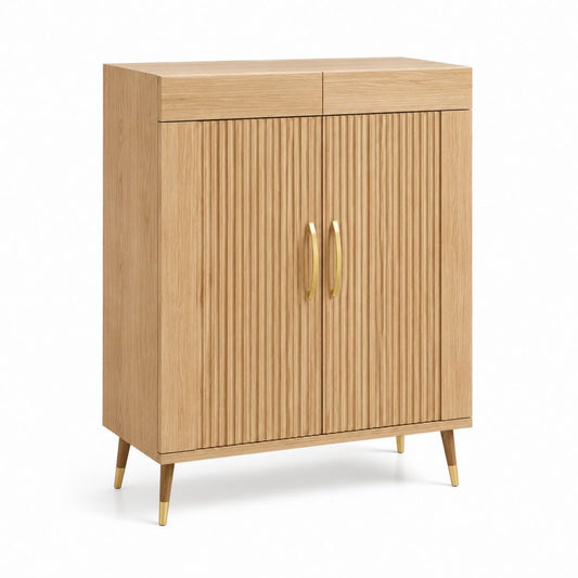 Sideboard Highboard Natur Eichenfurnier rechteckig 80 x 40 x 120 cm