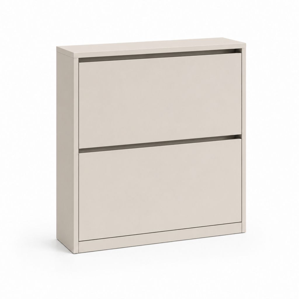 Schuhschrank mit 2 Klappen Greige MDF 80 x 24 x 80 cm
