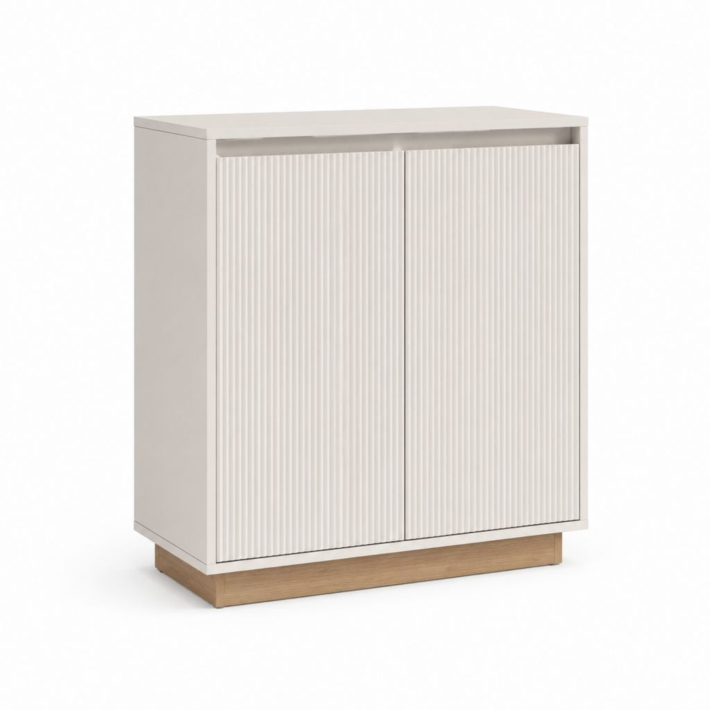 Sideboard mit 2 Türen in Weiß und Eicheoptik aus Spanplatte 80 x 40 x 100 cm