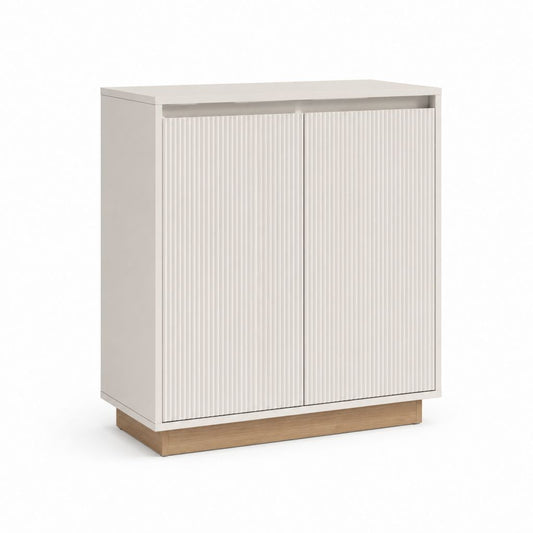 Sideboard mit 2 Türen in Weiß und Eicheoptik aus Spanplatte 80 x 40 x 100 cm