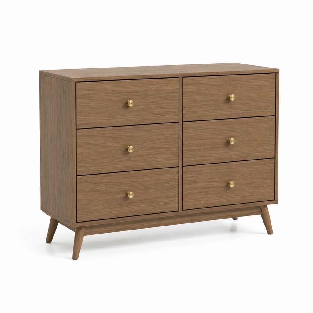 Sideboard Kommode Walnussbraun MDF mit Eichenfurnier 6 Schubladen 120 x 40 x 85 cm